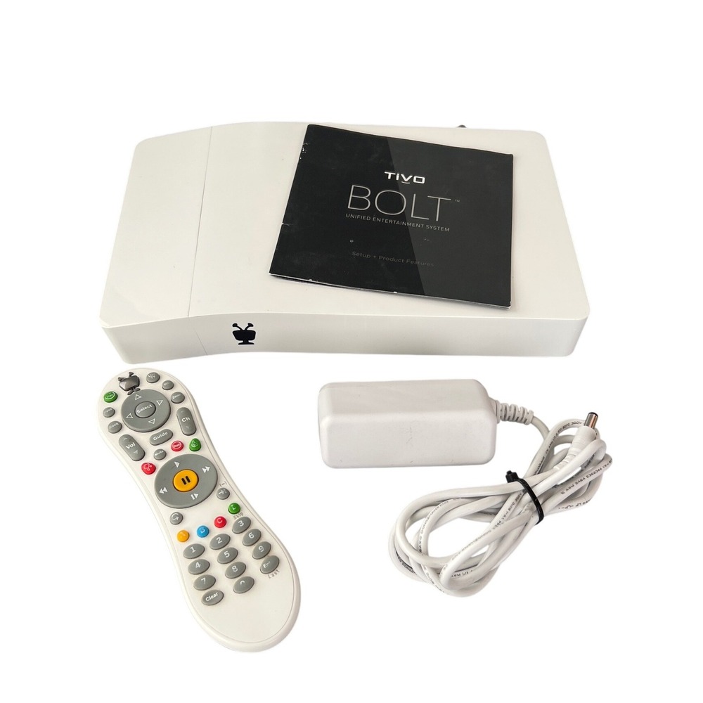 TiVo Bolt 500GB White DVR Streaming Media Player TCD849500 with Remote & Power
